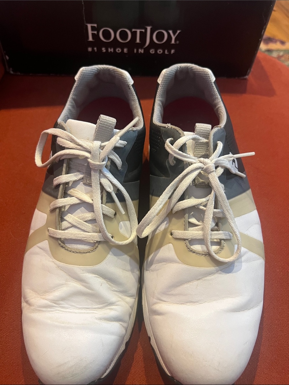 FootJoy Men’s White, Gray and Tan Athletic Golf Shoes